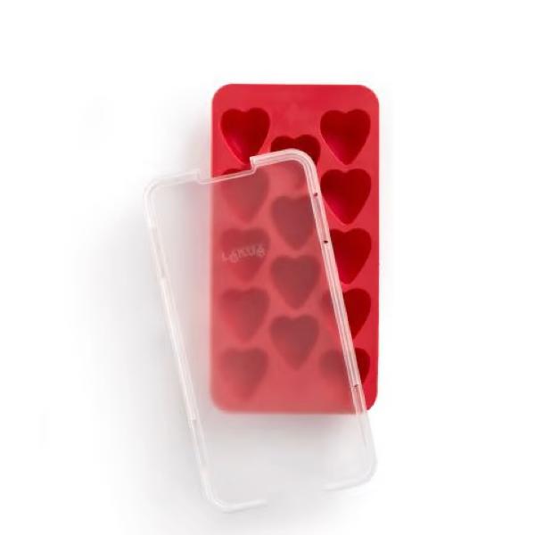 Lekue Heart Ice Cube Tray with Lid Red